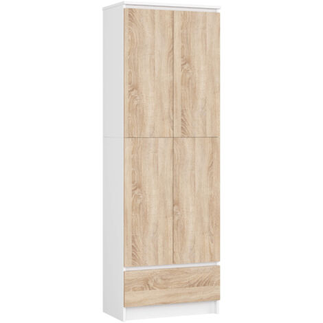 Libreria AKORD R60 Bianco, Sonoma Quercia 60 cm 4 ante 1 cassetto 60x35x180 cm (1/5)