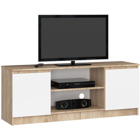 Mobile TV AKORD Sonoma Quercia 140 cm 2 ante inserto frontale Bianco 140x40x55 cm