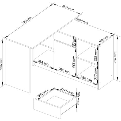 AKORD Scrivania ad angolo B-17 2 in 1 Scrivania e Cassettiera con 1 cassetto  Scrivania