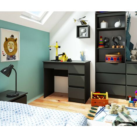 Libreria FirFurd Con 3 Cassetti E 3 Scomparti - Mobile Alto 180cm In Legno Per Soggiorno O Camera | Nero