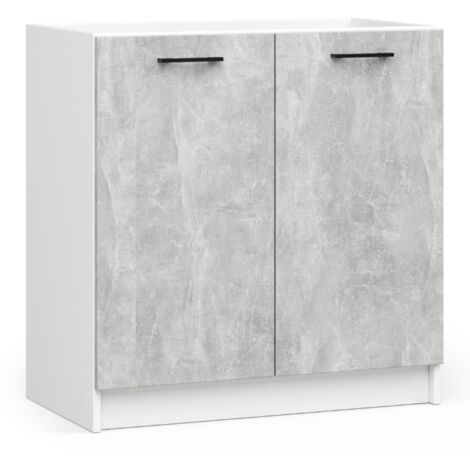 Mobile da cucina per incasso del forno AKORD S80 sistema OLIWIA Bianco 80 cm 2 ante inserto frontale Cemento 80x46x82 cm