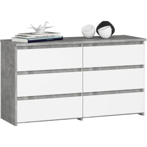 Cassettiera CL100 compatta AKORD Cemento 100 cm 6 cassetti inserto frontale Bianco 100x35x57 cm