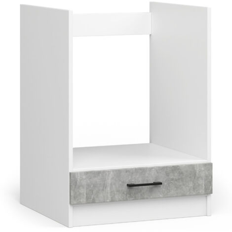 Mobile da cucina per incasso del forno AKORD S60 sistema OLIWIA Bianco 60 cm 1 anta inserto frontale Cemento 60x55x82 cm