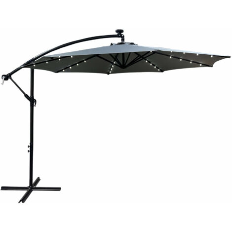 Ombrellone da giardino MILIN grigio chiaro con illuminazione a LED peso 12,7 kg dimensioni 300x300x45 cm