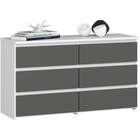 Cassettiera CL100 compatta AKORD Bianca 100 cm 6 cassetti inserto frontale Grigio Grafite 100x35x57 cm