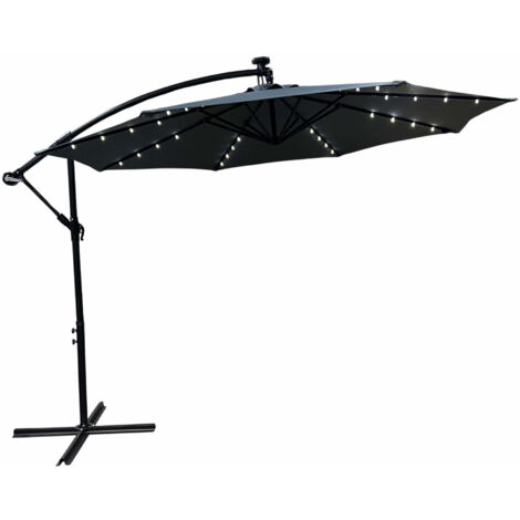 Ombrellone da giardino MILIN grigio scuro con illuminazione a LED peso 12,7 kg dimensioni 300x300x245 cm
