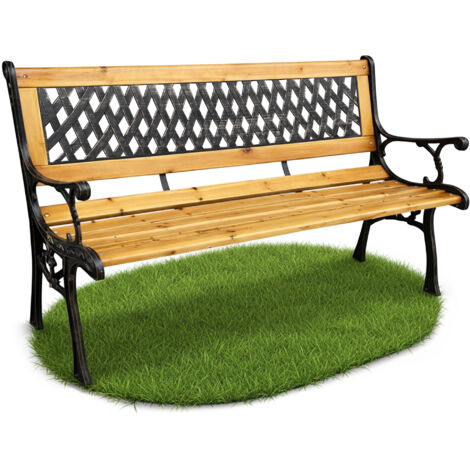 Panchina da giardino nera MIRT con legno laccato e gambe in ghisa larghezza 127 cm