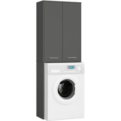 Colonna da bagno AKORD FIN per incasso di una lavatrice Grigia Grafite 64 cm 2 ante 64x30x180 cm