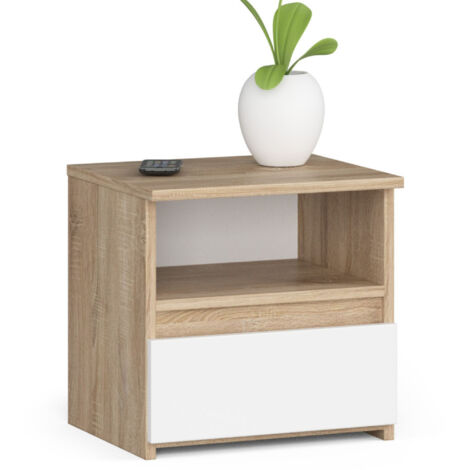 Comodino AKORD CL1 Sonoma Quercia 40 cm 1 cassetto inserto frontale Bianco 40x35x40 cm (1/5)