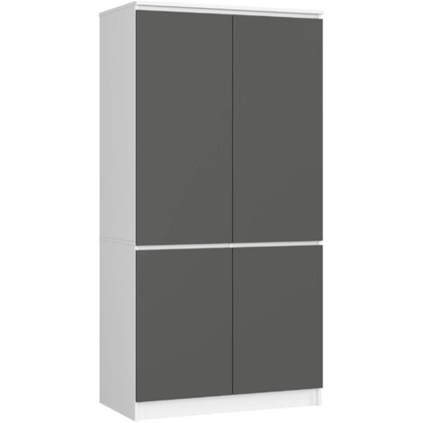 Armadio AKORD S90 4 ante Bianco inserto frontale Grigia Grafite 90x51x180 cm