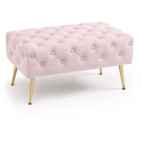 Panca imbottita in velluto trapuntato 80 cm MADRID Rosa Cipria (1/5)