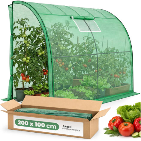 Serra da giardino addossata con struttura in metallo e telo in PE 1 porta 1 finestra Verde 100x200x210 cm