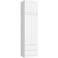 Armadio AKORD S60 con sopralzo Bianca 60 cm 2 ante 2 cassetti 60x51x234 cm