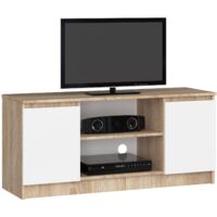 Mobile TV AKORD Sonoma Quercia 120 cm 2 ante inserto frontale Bianco 120x40x55 cm