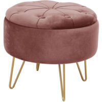 Pouf a scomparto rotonda in velluto trapuntato AKORD CARO colore Rose