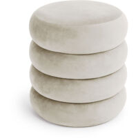 Pouf contenitore cilindrico in velluto 42 cm SNUGGO Crema