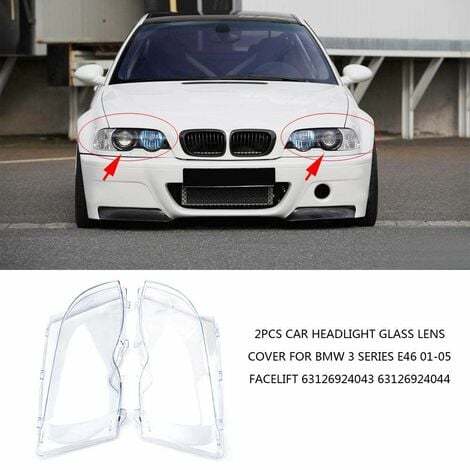 SJLERST 2 Stck Scheinwerfer Transparent Glass Lampshade, Auto Lens  Headlight Cover, fr BMW 3 Serie E46