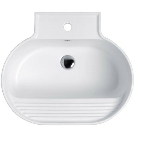 Lavabo Da Appoggio TWA85 In Pietra Solida, Ovale, Bianco Opaco 50x32x14 Cm Con Piletta Pop-up Opzionale