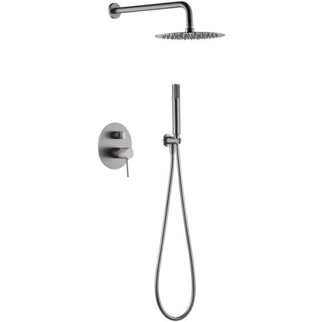 Set Doccia Monocomando In Oro Spazzolato - Soffione 25 Cm Anticalcare - Con Doccetta E Flessibile - Serie Line Imex - Foto 14