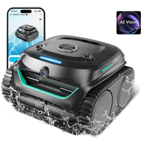 Wybot – Robot piscine sans fil – Autonomie 180 minutes – Compatible tous revêtements – Nettoyage intelligent avec Vision AI – 3 moteurs puissants