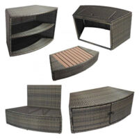 Netspa – Mobilier pour spa portable en rotin – Ensemble confort avec banc, habillage moteur et double étagère – Marche en bois composite
