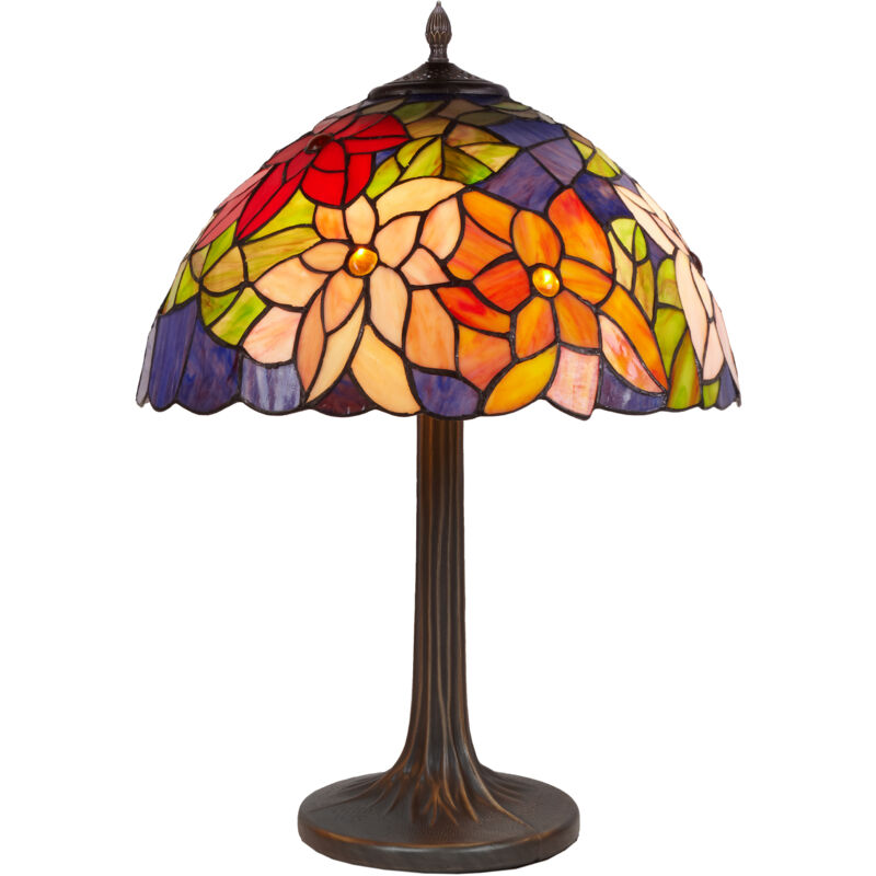 Lampe de table Tiffany avec base en arbre Série Güell D-40cm