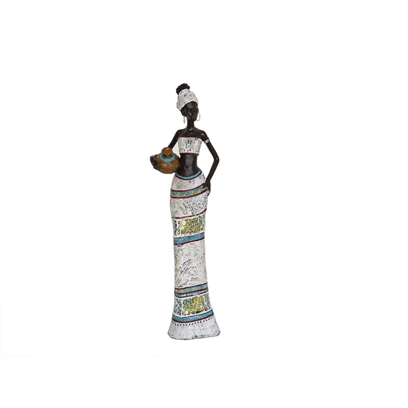 Statue Africaine En Résine - Buste Femme Avec Panier, Vide-Poche Déco Ethnique 14x23 Cm