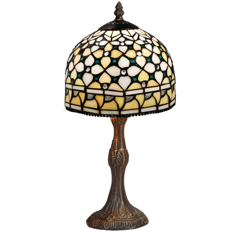 Lampe de table Tiffany avec base ondulée Série Queen D-20cm