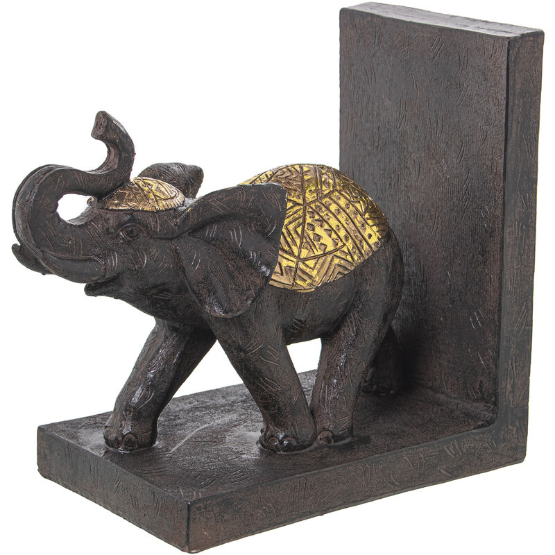 Paire De Serre-livres éléphants En Bois Massif Sculpté - Déco Vintage
