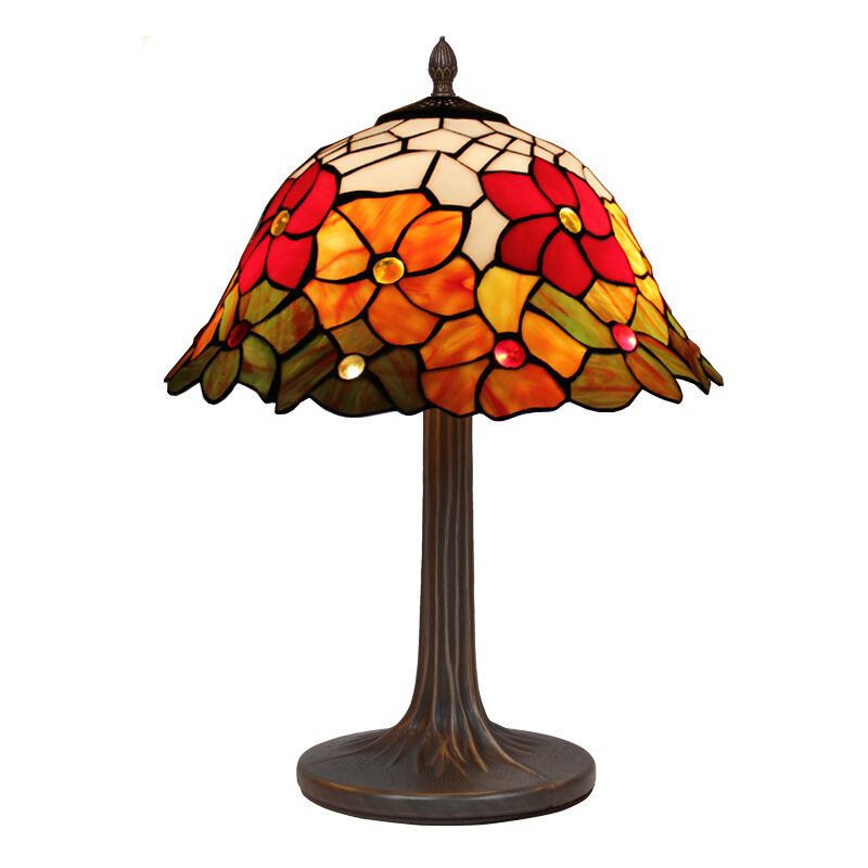 Lampe de table Tiffany avec base d'arbre Série Bell D-40cm