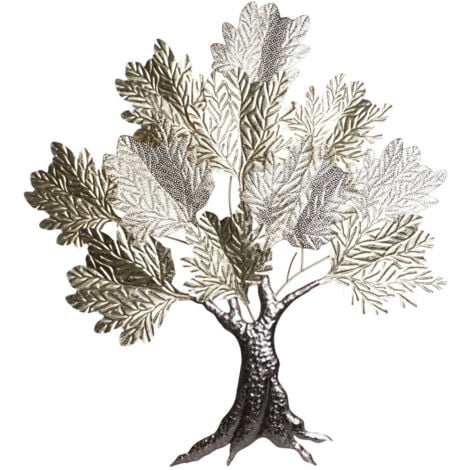 Décoration Murale Métal 103X7,6X112 Arbre Doré