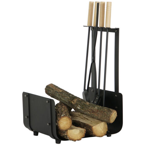 Porte Bñches Set 4 Acier Bois 11X2,5X57 Noir (1/5)