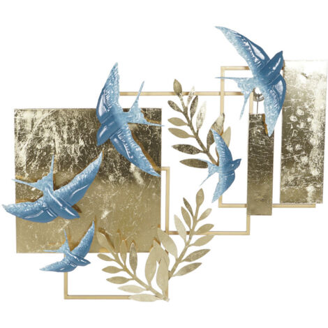 DKD Home Decor Décoration Murale Métal Bleu Doré 85x8x72 cm (1/4)