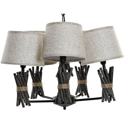DKD Home Decor Suspension Beige Gris Polyester Métal (1/4)