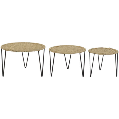 DKD Home Decor Jeu de 3 tables marron noir naturel (1/5)