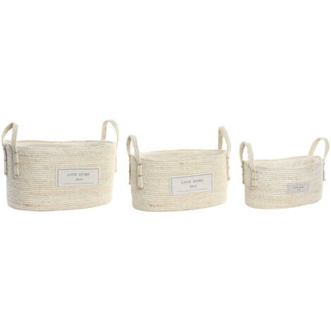 DKD Home Decor Set de panier marron clair 34x23x20 cm (1/4)