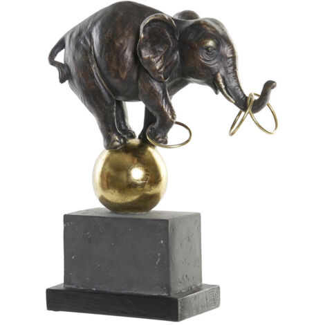 DKD Home Decor Figurine Éléphant Noir Doré 31x13x41 cm (1/3)