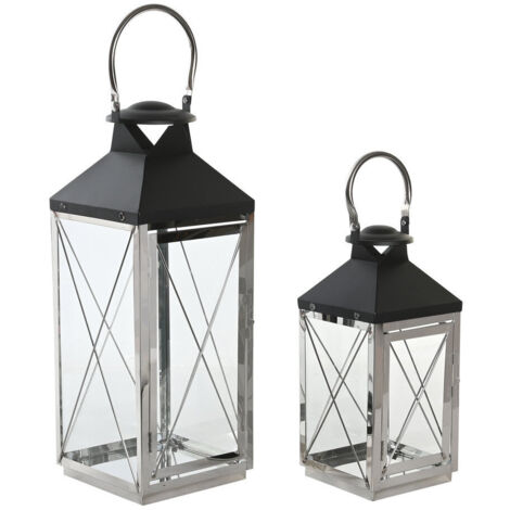 DKD Home Decor Lampadaire Verre Noir Acier 18x18x43 cm (1/4)
