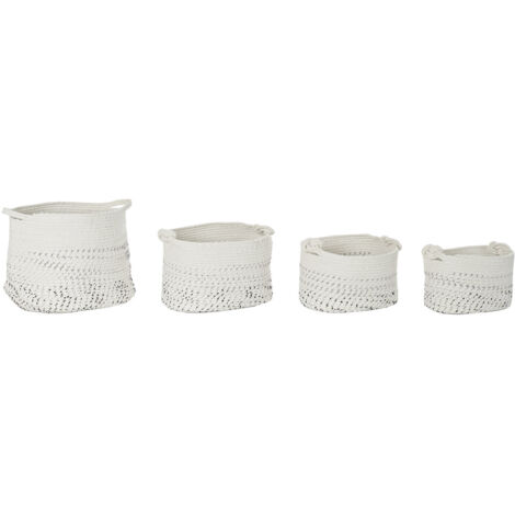 DKD Home Decor Jeu de Cestas Blanc Noir Boho 36x36x33 cm (1/4)
