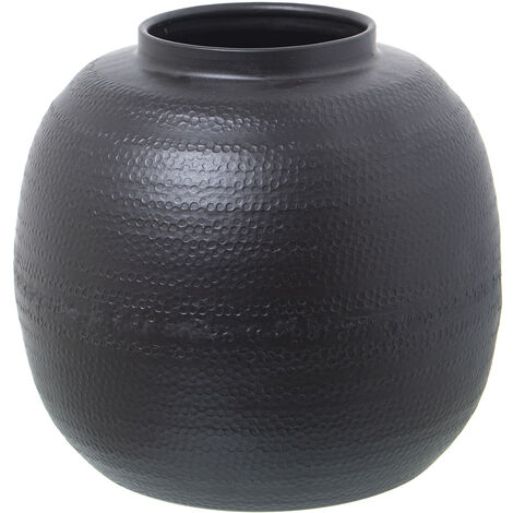 Vase En Aluminium Sculpté Noir °25X23 Cm (1/5)
