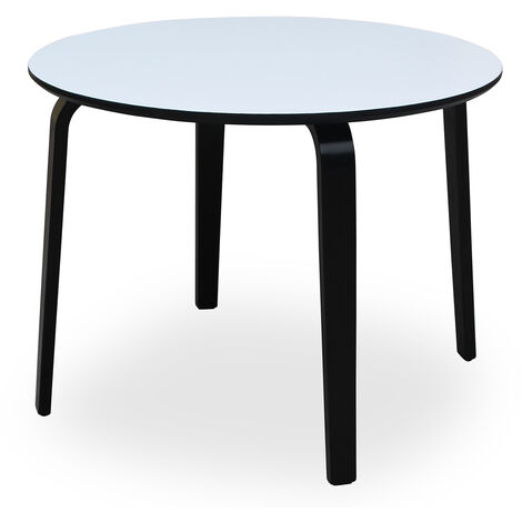 Table à Manger En Bois Blanc+Bord Noir/Pieds Noir Mat+91194 °100X76 Cm, Planche:Dm 25Mm (1/5)