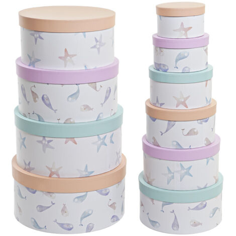 DKD Home Decor Set de Boîtes Rangement Rond Multicouleur (1/3)