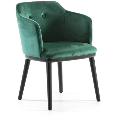 Chaise 61x58x78 Bois Noir/Tissu Vert (1/4)