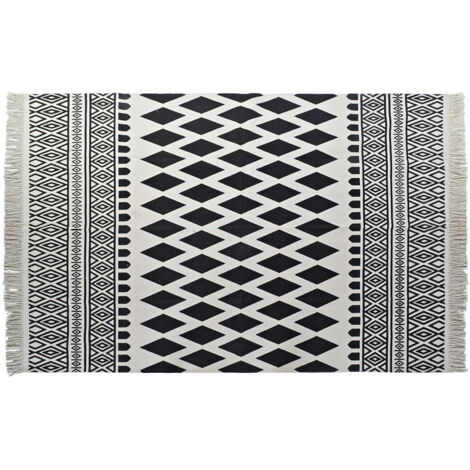 DKD Home Decor Tapis Losanges Noir Blanc 160x250 cm (1/4)