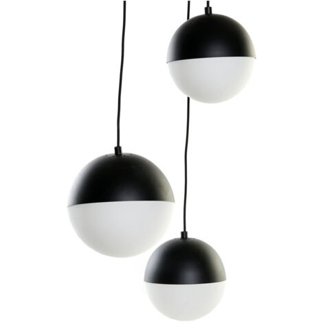 DKD Home Decor Suspension Blanc Noir Métal Verre 40x40 cm (1/4)