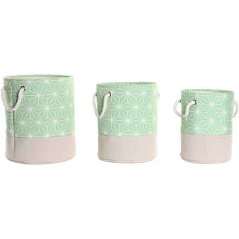 DKD Home Decor Set de panier géométrique vert beige 30x30x35 cm (1/3)
