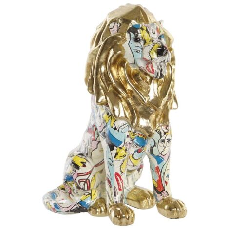 DKD Home Decor Figurine Lion Doré Résine Moderne (1/6)