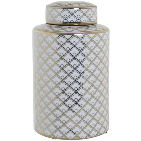 DKD Home Decor Vase porcelaine blanc et doré 18x18x30,5 cm