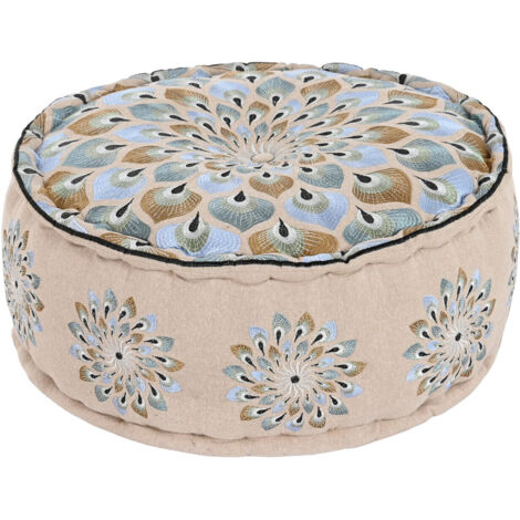 DKD Home Decor Pouf Bleu Beige 60x60x27 cm Confort (1/4)