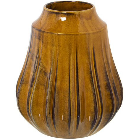 Vase Céramique 24 Cm Jaune Brillant Réactif °21X24 Cm Bouche:°8,5 Cm (1/4)